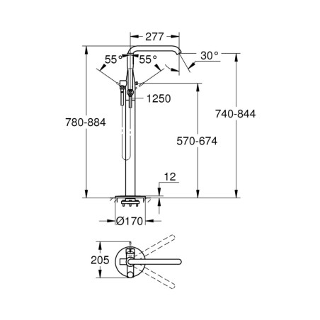 Grindinis vonios maišytuvas GROHE Essence, 25248A01