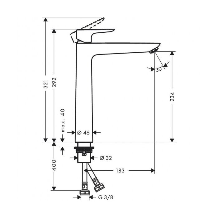 Izlietnes jaucējkrāns HANSGROHE Talis E 240, 71717140