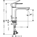 Washbasin faucet with bottom valve HANSGROHE Reblis E 110, 72559670