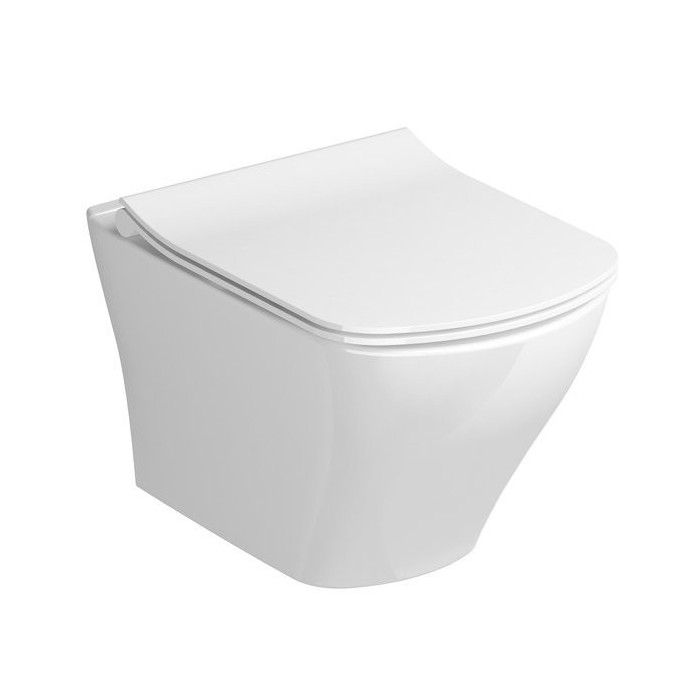Pakabinamas WC puodas RAVAK Classic RimOff su plonu dangčiu Classic SLIM soft close, GL20X01671