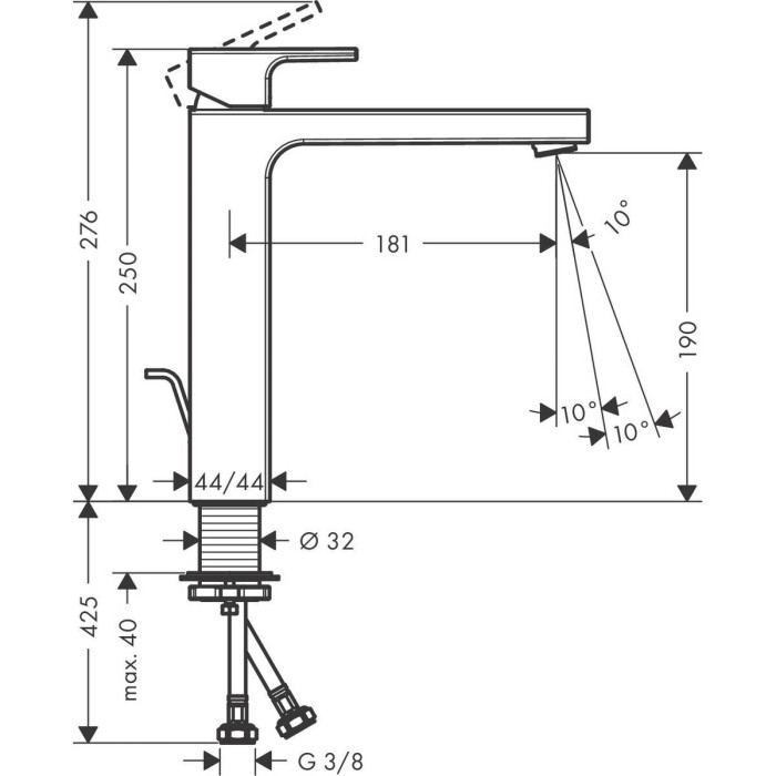 Valamusegisti põhjaklapiga HANSGROHE Vernis Shape 190, 71562670