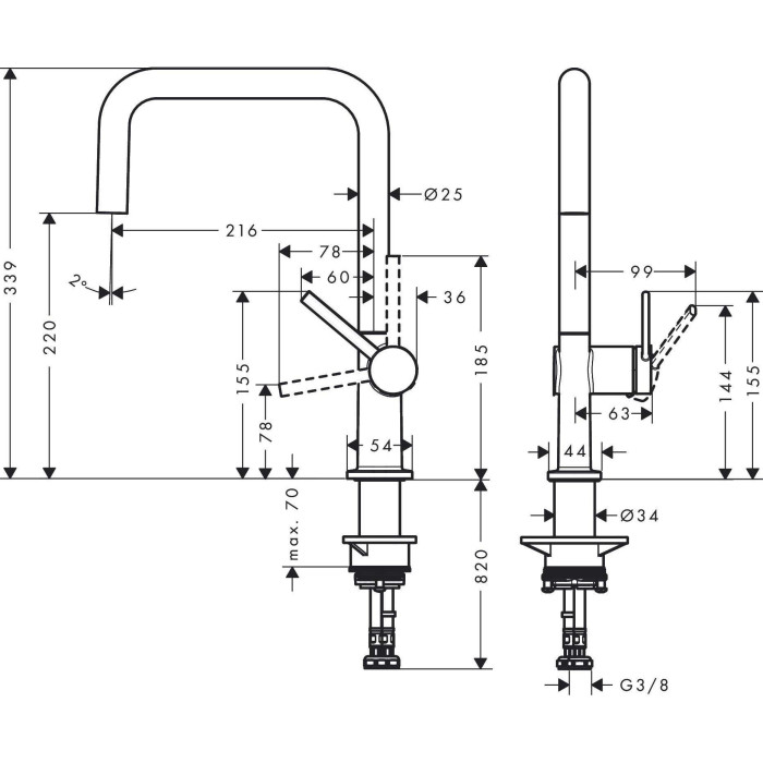 Смеситель для кухни (мойки) HANSGROHE Talis M54, 72806800