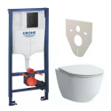 Pre-wall WC frame GROHE Solido with black button Even, gasket from fastenings (4 in 1) + LAUFEN Rimless suspended unit s