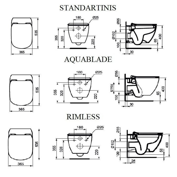 Pre-wall WC frame TECE with black button Now the gasket is sturdy (4 in 1) + IDEAL STANDARD Tesi AquaBlade suspended fitting