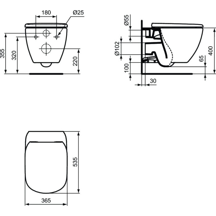 WC-raami sisse seina paigaldamine TECE musta nupuga Nüüd on tihend vastupidav (4 in 1) + IDEAL STANDARD Tesi AquaBlade ripppaiga