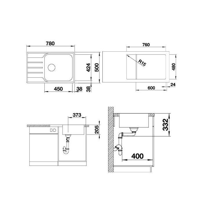 Nerudijančio plieno plautuvė BLANCO Lemis XL 6S-IF Compact, 525111