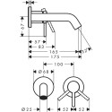 Priekšsienas maisītājs izlietnei HANSGROHE Tecturis S 165 mm, 73350140