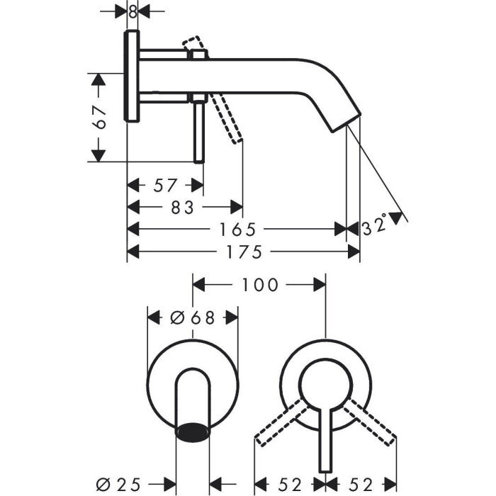 Potinkinis maišytuvas praustuvui HANSGROHE Tecturis S 165 mm, 73350140