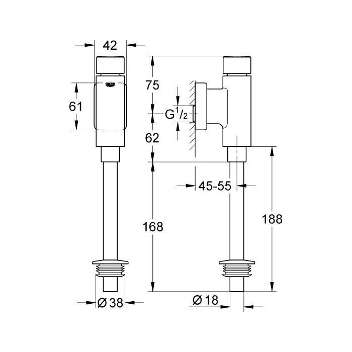 Pisuaro vandens nuleidimo mechanizmas GROHE Rondo