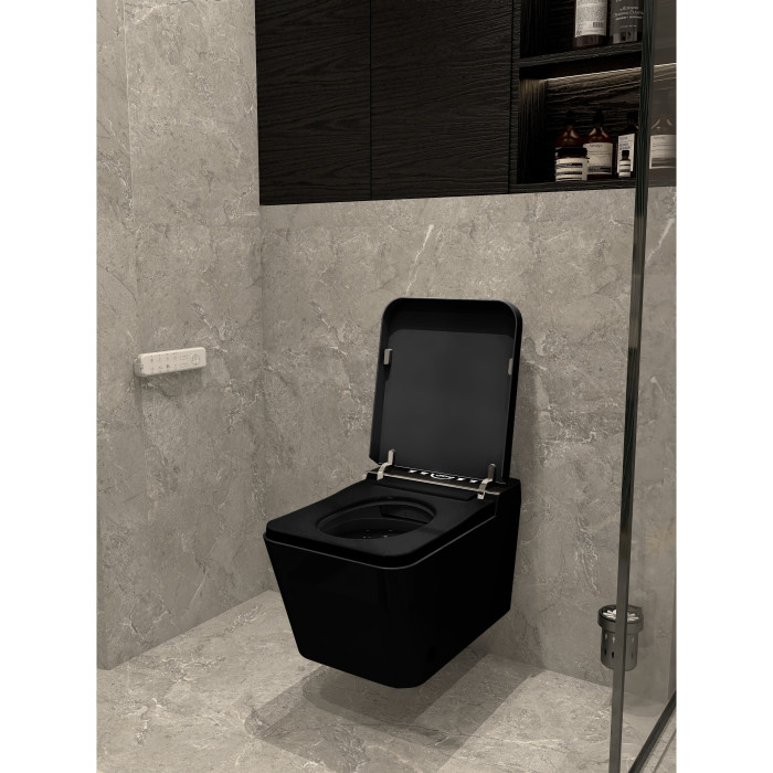 Suspended toilet with bidet function Rimless with seat and lid 800