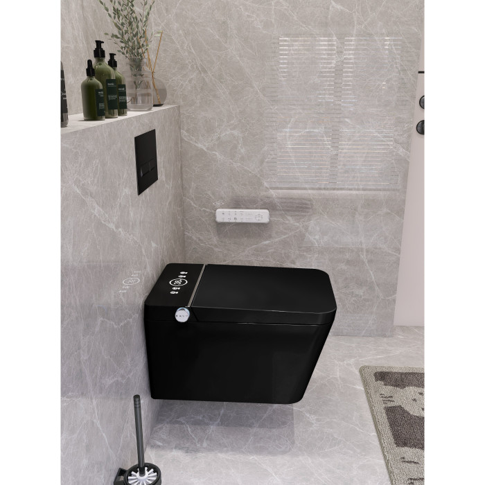 Suspended toilet with bidet function Rimless with seat and lid 800