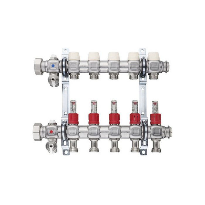Регулируемый коллектор для теплого пола KERMI x-net 11 колец с расходомерами