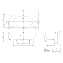 Corner bathtub VILLEROY & BOSH Oberon 2.1 Quaryl 180 x 80 cm, UBQ180OBN9CR00VD01