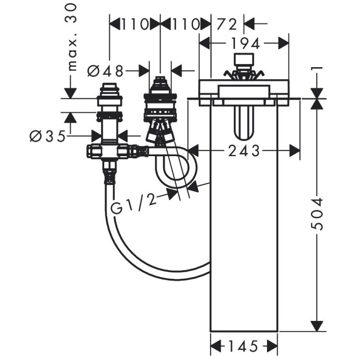 Montavimo rinkinys Basic Set 3 skylių vonios maišytuvui HANSGROHE 13481180
