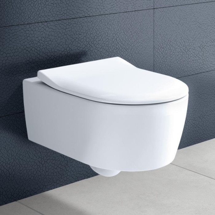 Подвесной унитаз VILLEROY & BOCH Avento DirectFlush с крышкой с закрывающимся покрытием Ceramic Plus, 5656RSR1