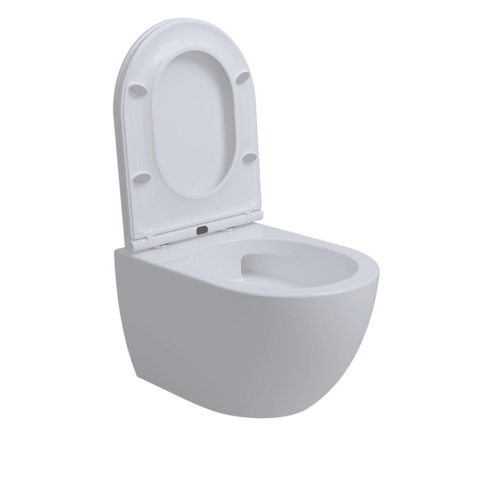 Suspended toilet EU Round W8 Rimless Compact with Soft close cover