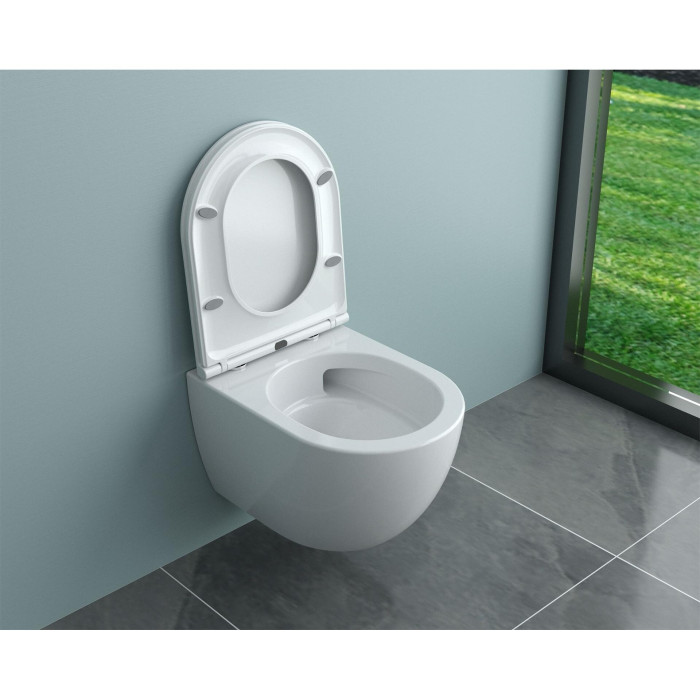 Suspended toilet EU Round W8 Rimless Compact with Soft close cover