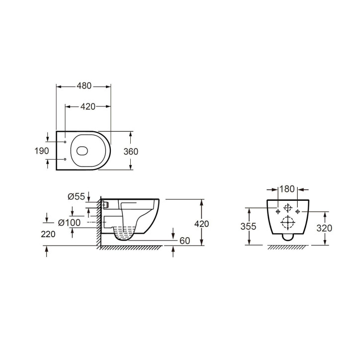 Piekaramā tualete EU round W8 Rimless Compact ar mīkstu ciešu vāciņu