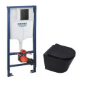 Priekšsienas universālie tualetes (WC) rāmju komplekti GROHE (3 in 1) + piekaramā tualete SAT INFINITIO Kompakts Rimless melns s