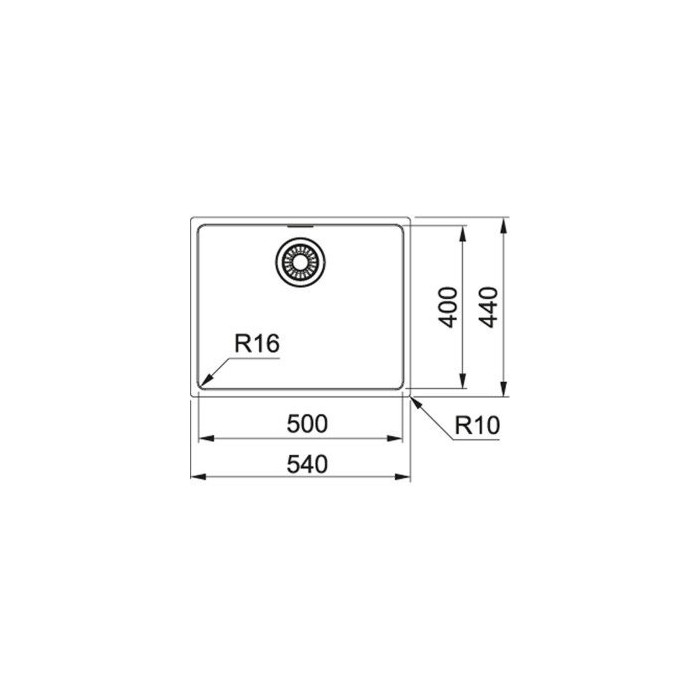 Stainless steel sink FRANKE MRX110-50 with clogged valve, 122.0531.808