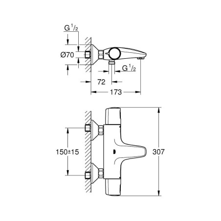 Thermostatinis maišytuvas voniai - showeri GROHE Precision Trend, 1022162432