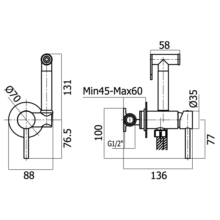 Bidetta dushel seab MARINER Logica, LOG2000-CR