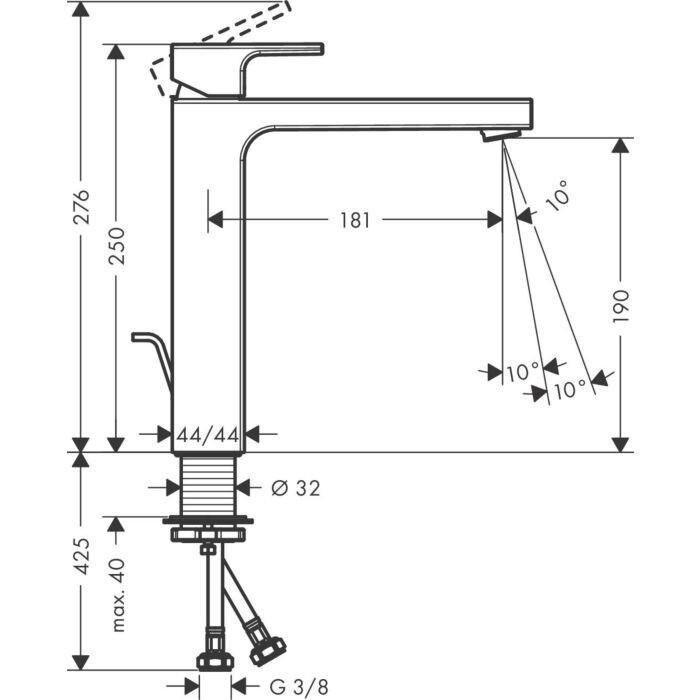 Praustuvo maišytuvas su dugno vožtuva HANSGROHE Vernis Shape 190, 71562000