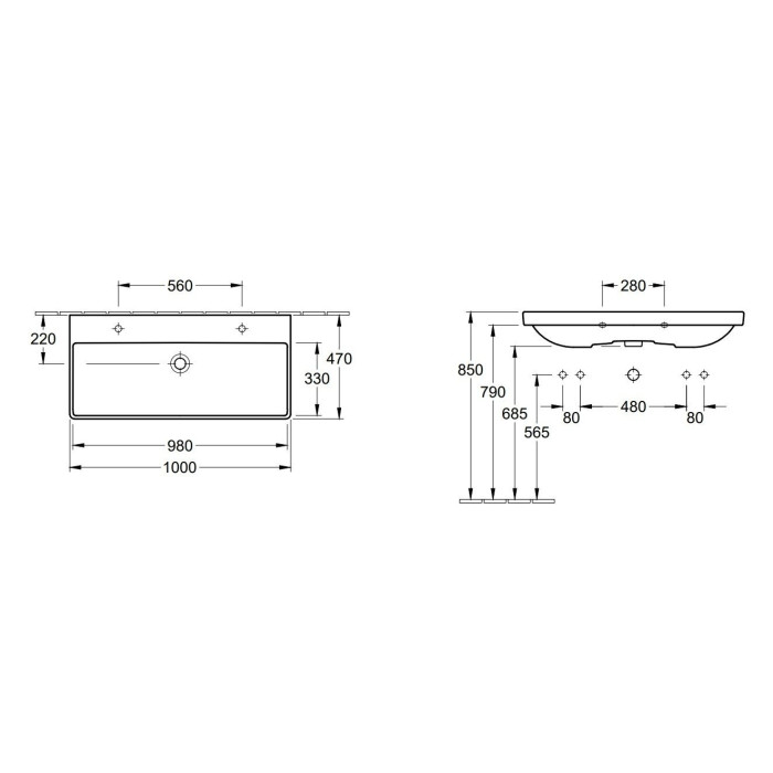 Washbasin VILLEROY & BOCH Avento 1000 x 470 mm