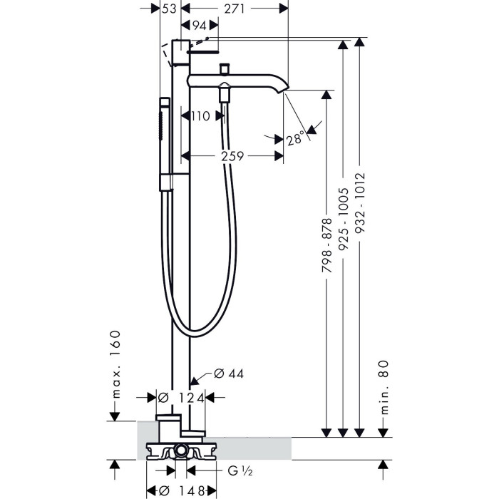 Underfloor bathroom faucet AXOR Loop, 38442000