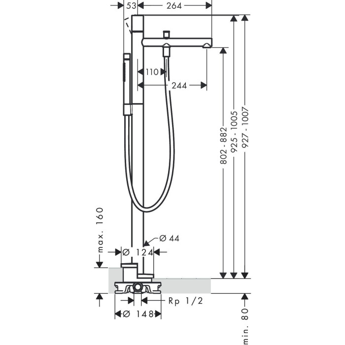 Floor bathroom faucet AXOR Zero, 45416000