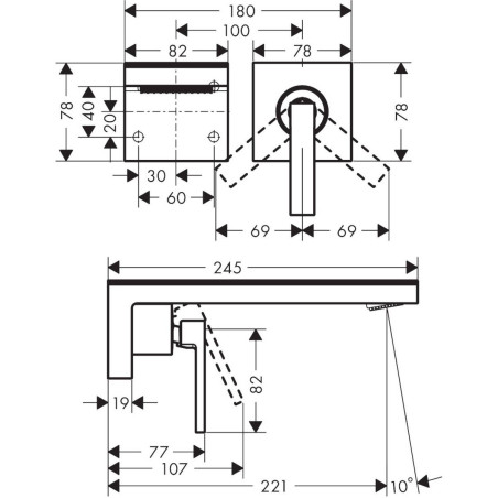 Potinkinis maišytuvas praustuvui HANSGROHE Axor MyEdition 221 mm, 47060670