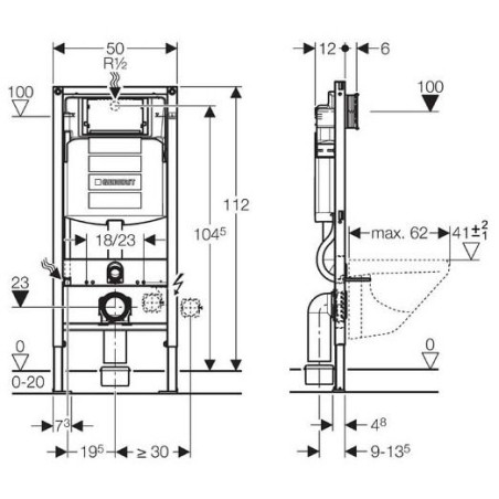 Предварительно замурованная рама для унитаза GEBERIT Duofix Sigma New Sigma UP320, 111300005