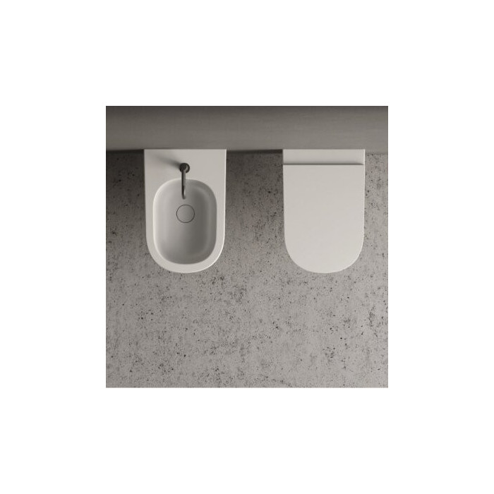 Hanging toilet NIC design Pin Rimless with softclosing cover, 001709