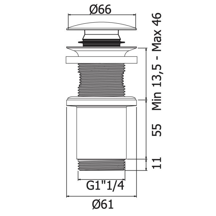 Apakšējais vārsts MARINER bez pārplūdes, WLS4001-GM