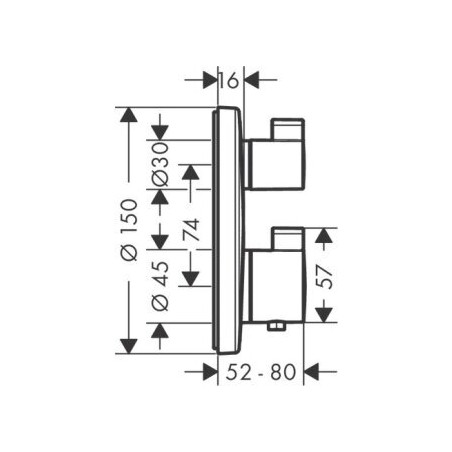 Termostatai HANSGROHE Ecostat Square 2 funkcijų, 15714700