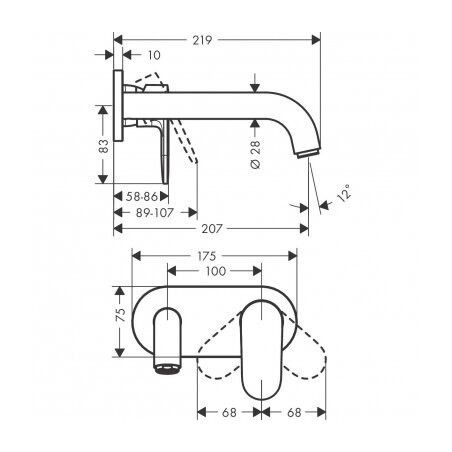 Pre-wall faucet for washbasin HANSGROHE Vernis Blend, 71576670