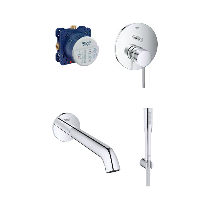 Seina sisse paigaldatavad vannikomplektid GROHE Essence New 221 mm