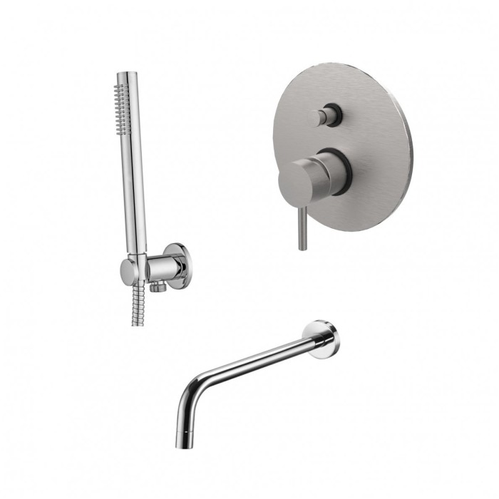 Pre-wall bathroom faucet with paffoni light hand shower, LIG015ST+ZDUP094ST+ZBOC139ST