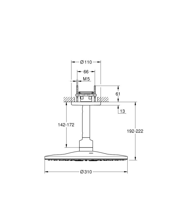Стационарная душевая лейка с держателем GROHE Rainshower SmartActive 310 мм 2jet, 26477DL0