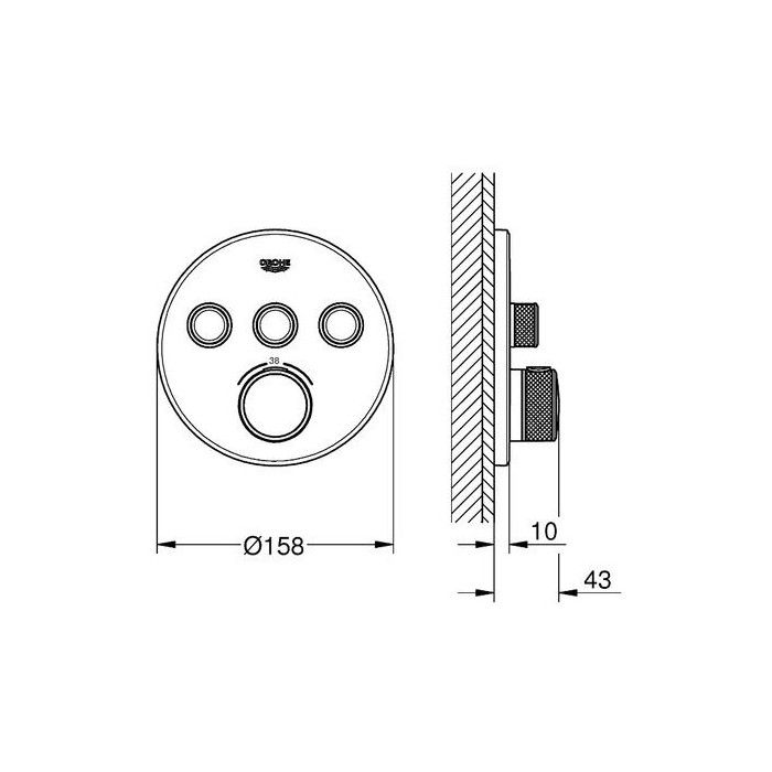 Termostatiskā daļa GROHE Grohtherm SmartControl, 29121DL0