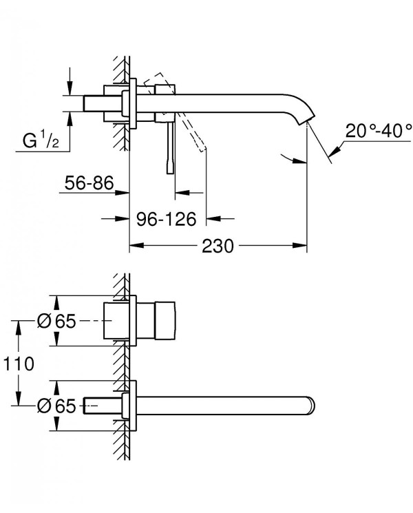 Priekšsienas jaucējkrāns izlietnei GROHE Essence 230 mm, 29193A01