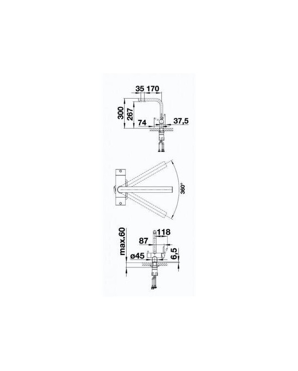 Kitchen (sink) faucet BLANCO Fontas II, black-matt / chrome, 526158