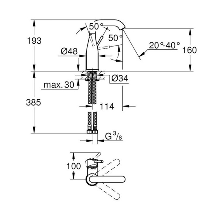 Valamu GROHE Essence M, 23463001 veekraan