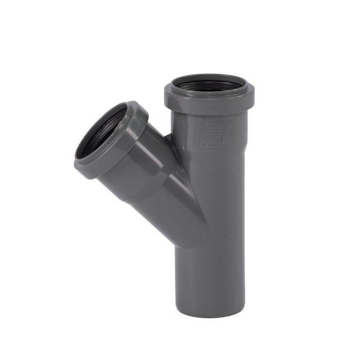 Indoor sewage tee WAVIN Optima 50 x 50/45°, gray
