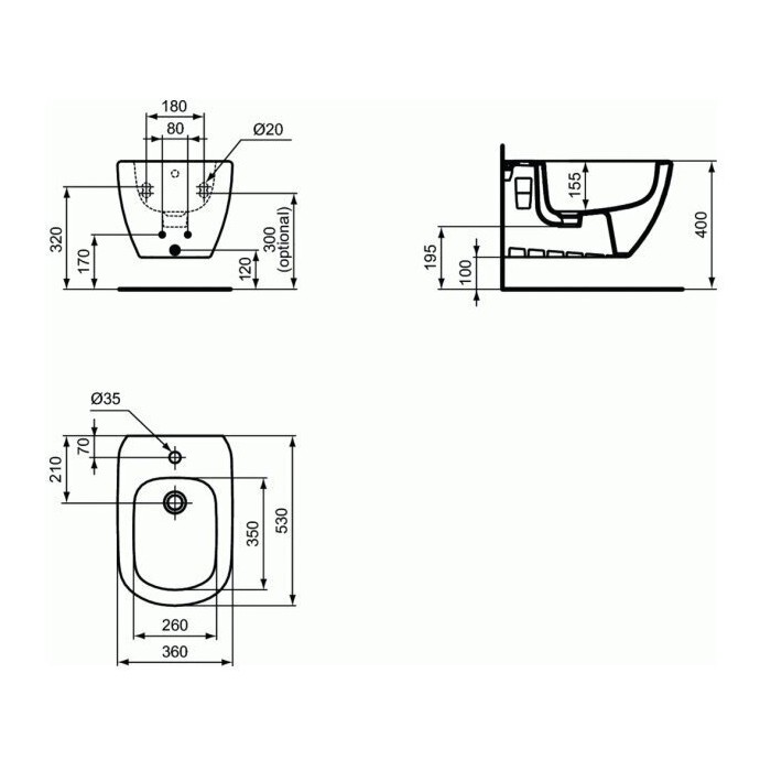 Rippuv bidee IDEAL STANDARD Tesi, T457001