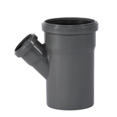 Iekštelpu kanalizācijas tee WAVIN Optima 110 x 50/45°, pelēks