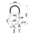 Kitchennis (sink) faucet BLANCO Culina-S II Mini, with a retractable shower stainless steel finish, 527467