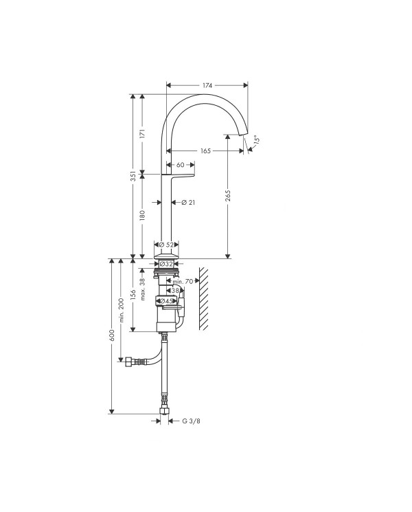 Izlietnes jaucējkrāns HANSGROHE Axor One 260, 48030340
