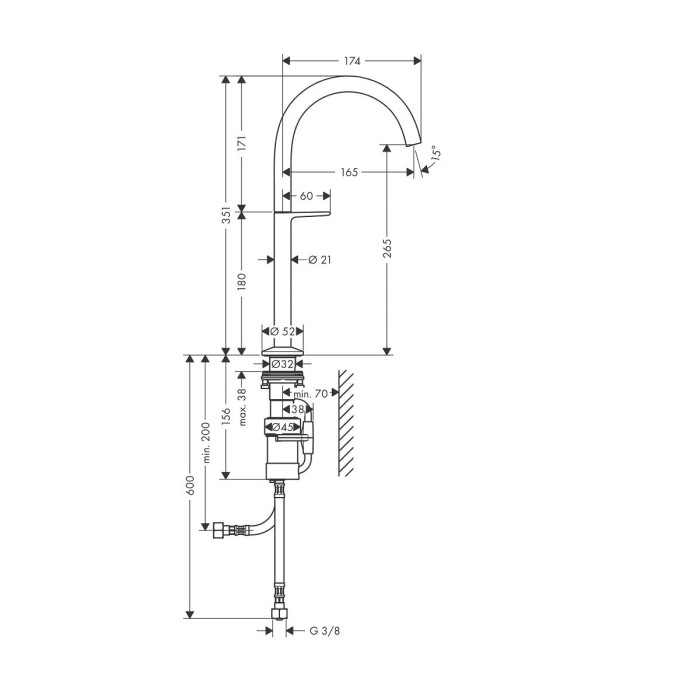 Izlietnes jaucējkrāns HANSGROHE Axor One 260, 48030340