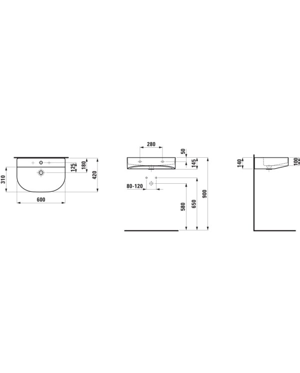 Izlietnes trauks LAUFEN Sonārs 600x420 mm, H8103427571041